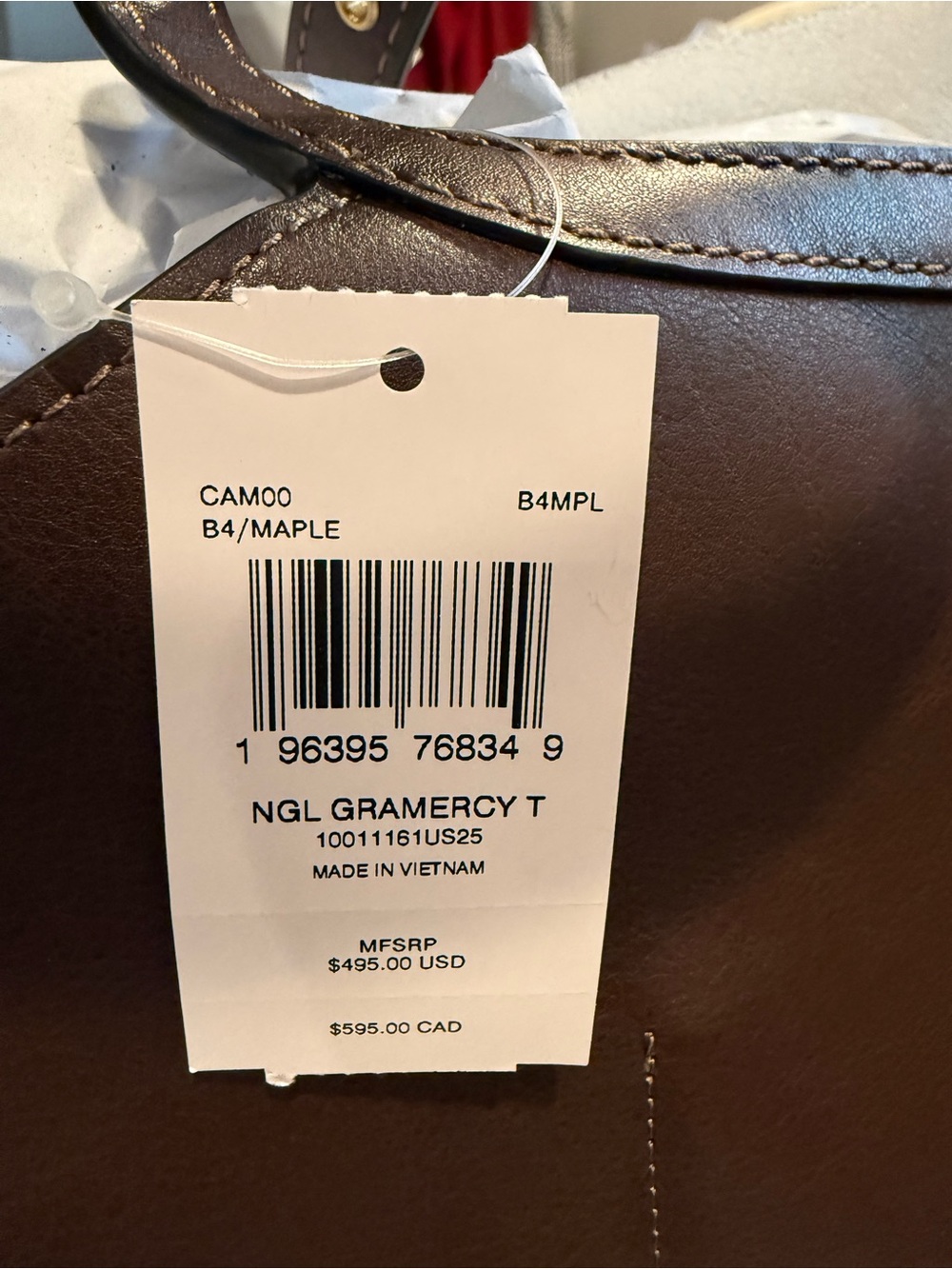 NWT Coach Maple Gramercy Leather Tote with Gold Logo - Picture 3 of 3